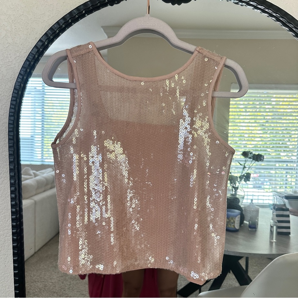 Abercrombie & Fitch Sequin Tank Top - Light Pink size Small